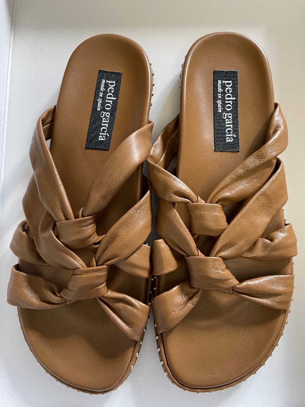 Pedro Garcia Brown Knotted leather sandals NWOB